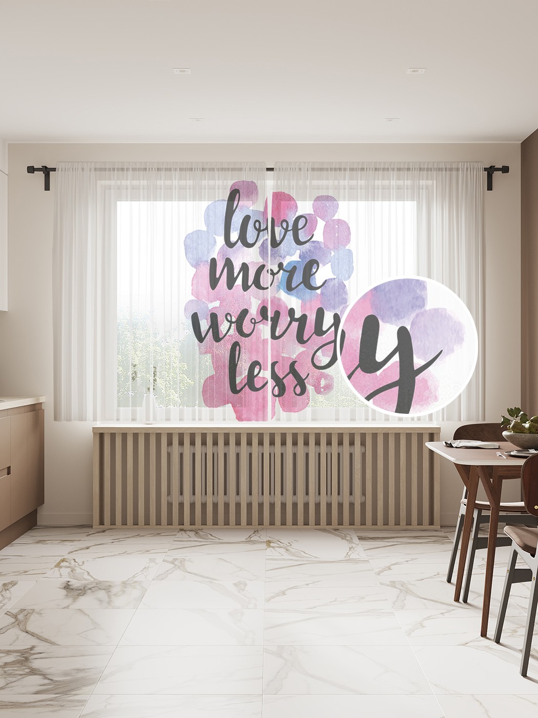 

Фототюль JoyArty "Больше любить меньше беспокоиться" 145x180см, Больше любить меньше беспокоиться