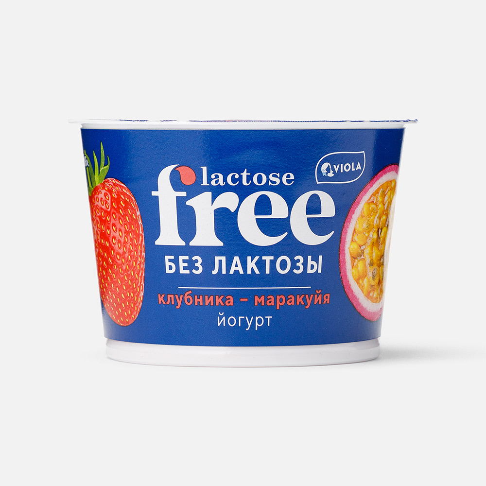 Йогурт Viola безлактозный, клубника и маракуйя, 2,7%, 180 г