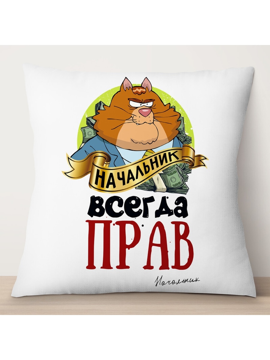 

Декоративная подушка Начальник всегда прав. Кот, TheSuvenir, 35x35 см