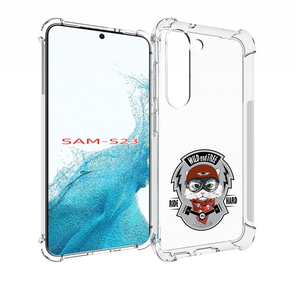 Чехол MyPads кошка в шлеме для Samsung Galaxy S23