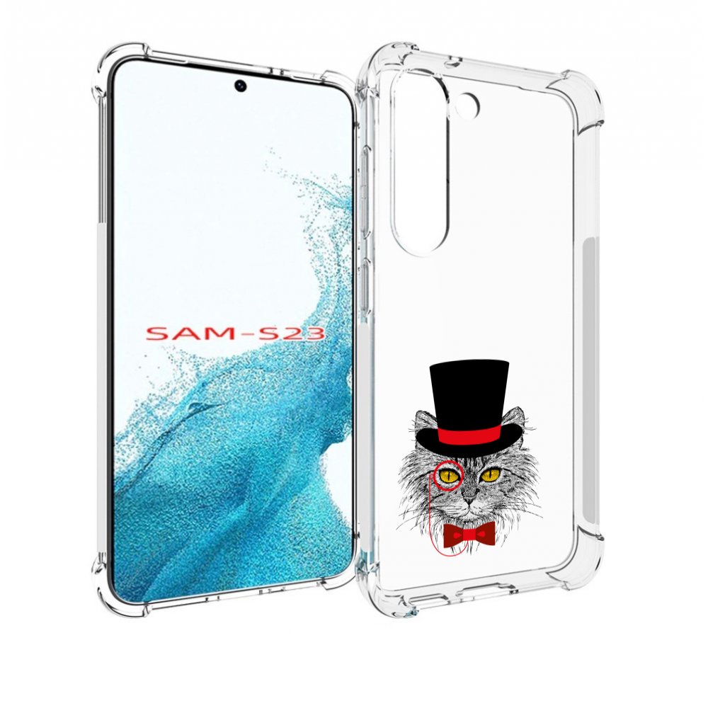 Чехол MyPads кот в шляпе для Samsung Galaxy S23