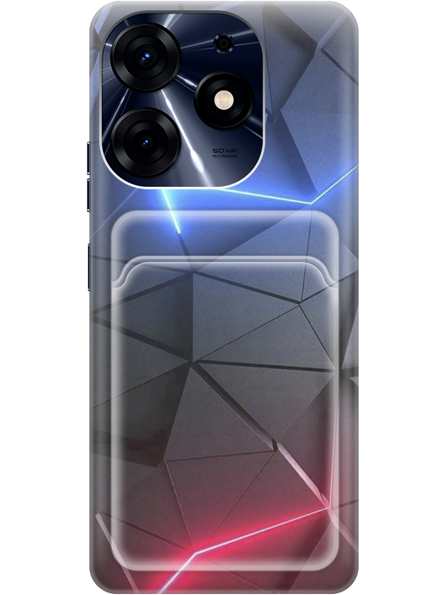 

Силиконовый чехол на Tecno Spark 10 Pro с рисунком "Графитовые грани", Серый;синий, 20011966