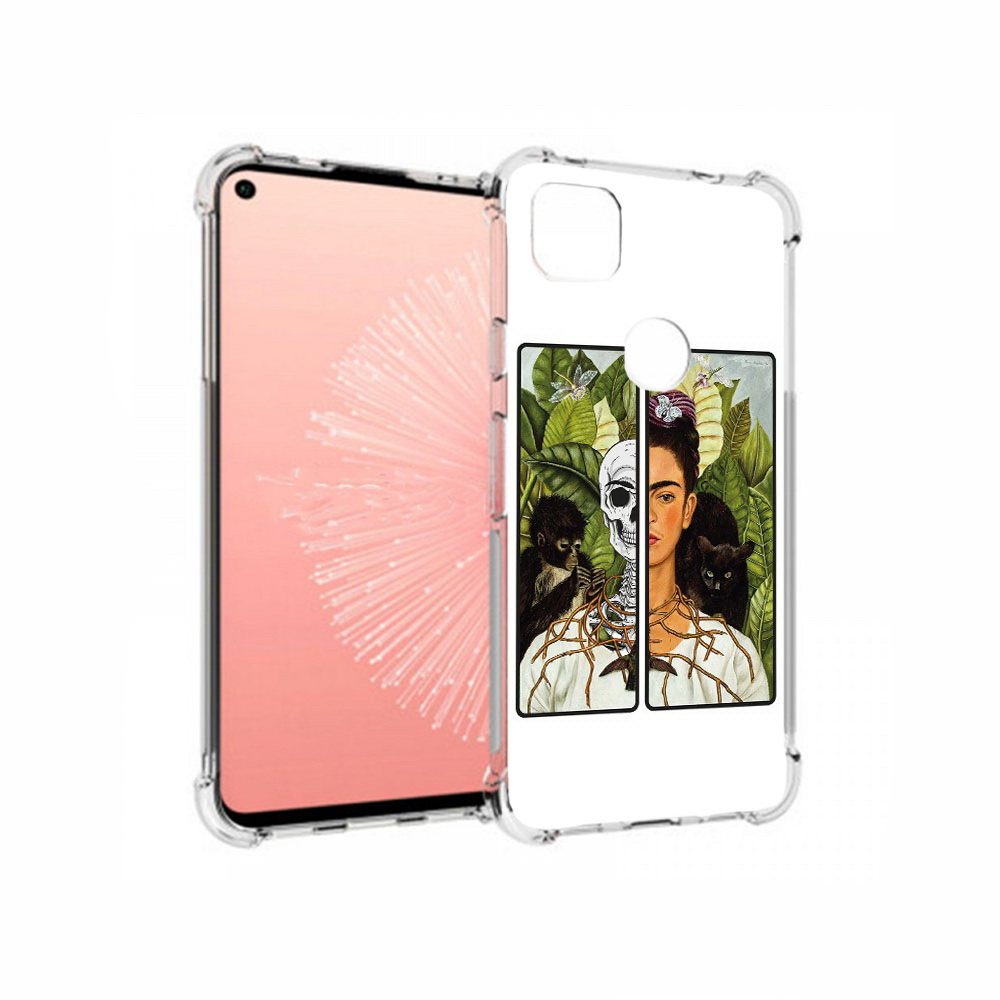 

Чехол MyPads Tocco для Google Pixel 4A сдвоенная картинка девушка скелет, Прозрачный, Tocco