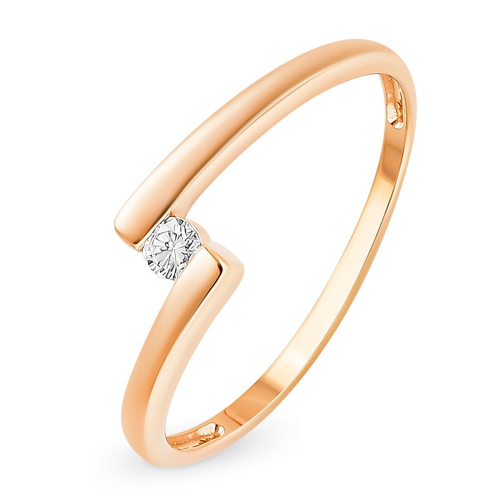 

Кольцо женское из красного золота с бриллиантом 585Gold 101007943, р, 101007943