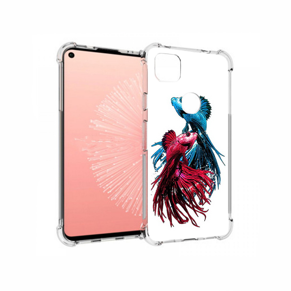 

Чехол MyPads Tocco для Google Pixel 4A рыбы петушки, Прозрачный, Tocco
