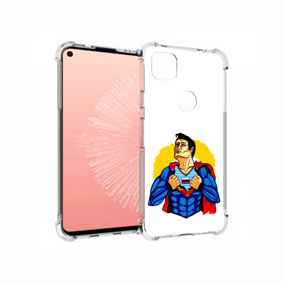

Чехол MyPads Tocco для Google Pixel 4A русский супермен, Прозрачный, Tocco