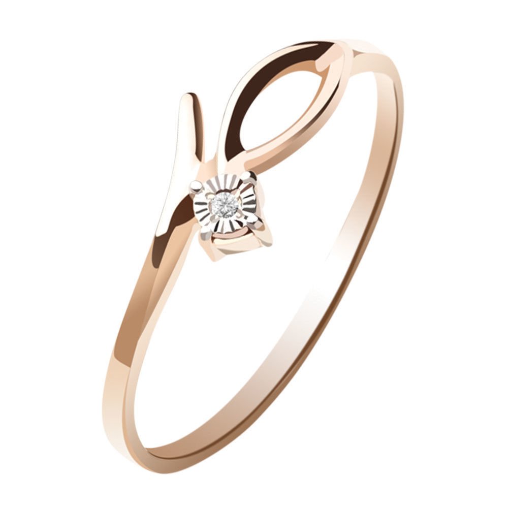 

Кольцо женское из красного золота с бриллиантом 585Gold 101014867, р, 101014867