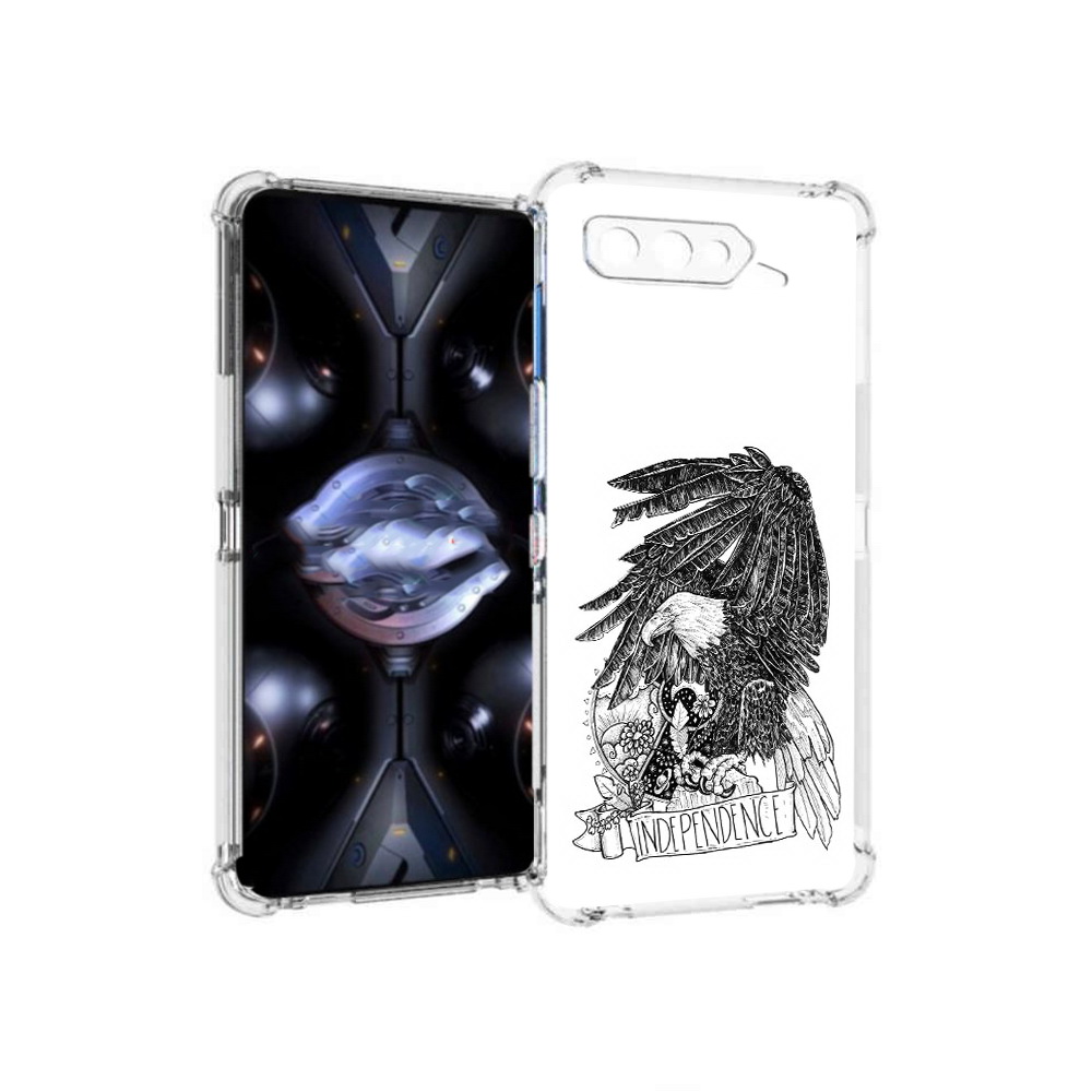 

Чехол MyPads Tocco для Asus ROG Phone 5 Pro черно белый сокол, Прозрачный, Tocco