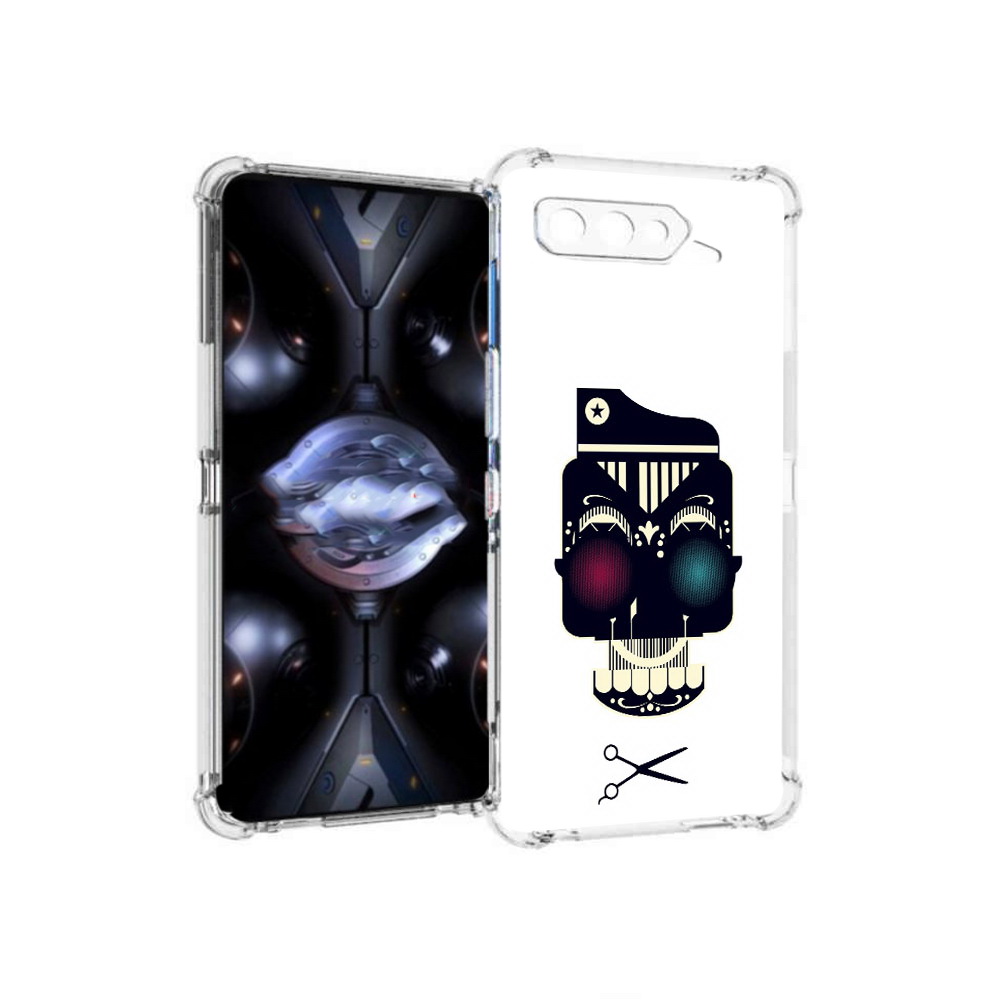 

Чехол MyPads Tocco для Asus ROG Phone 5 Pro черно белый скелет с яркими глазами, Прозрачный, Tocco