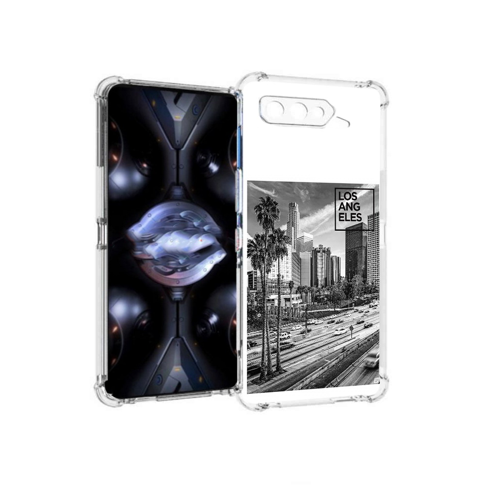 

Чехол MyPads Tocco для Asus ROG Phone 5 Pro черно белый лос анджелес, Прозрачный, Tocco