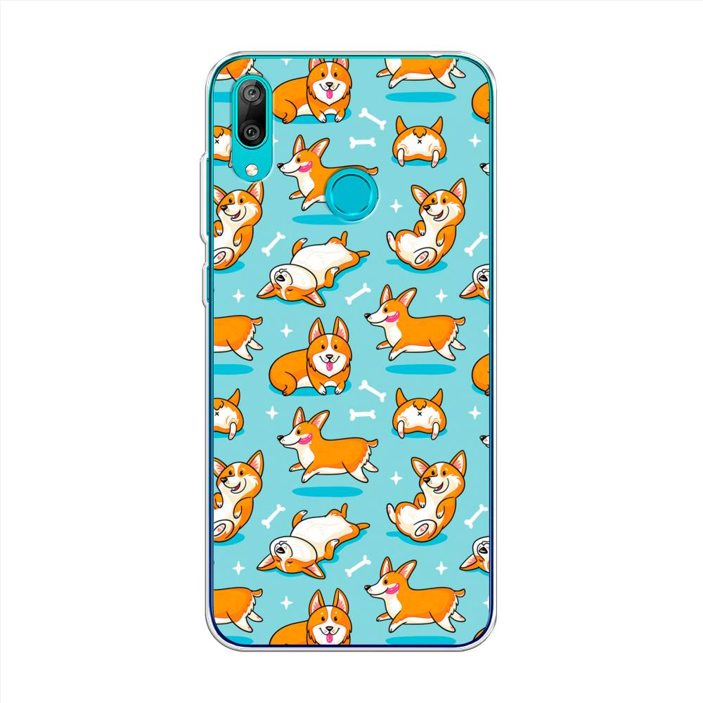 

Чехол Awog на Huawei Y7 2019 "Веселые корги", Коричневый, 68450-2