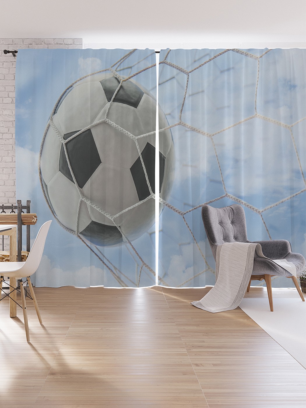 

Шторы под лён JoyArty "Быстрый гол", серия Oxford DeLux, 340х265 см, Быстрый гол