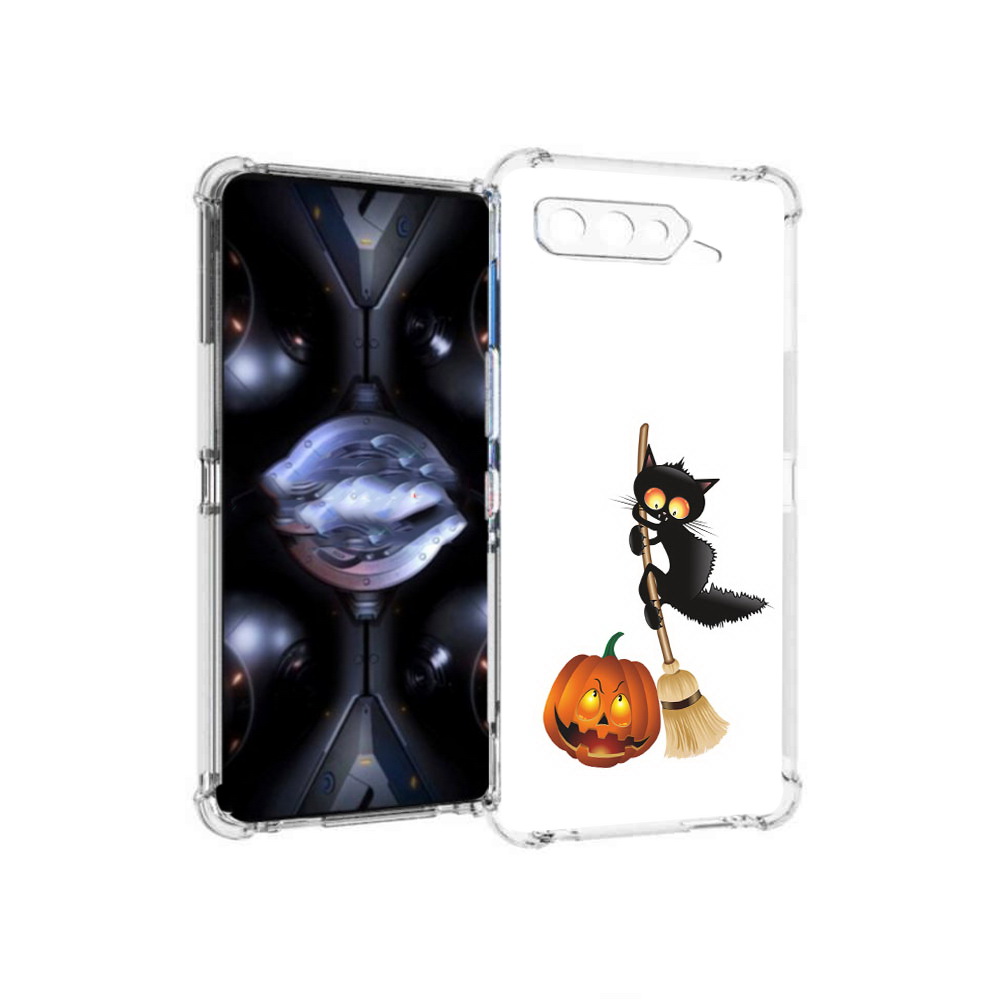 

Чехол MyPads Tocco для Asus ROG Phone 5 Pro хэлуинский котик, Прозрачный, Tocco