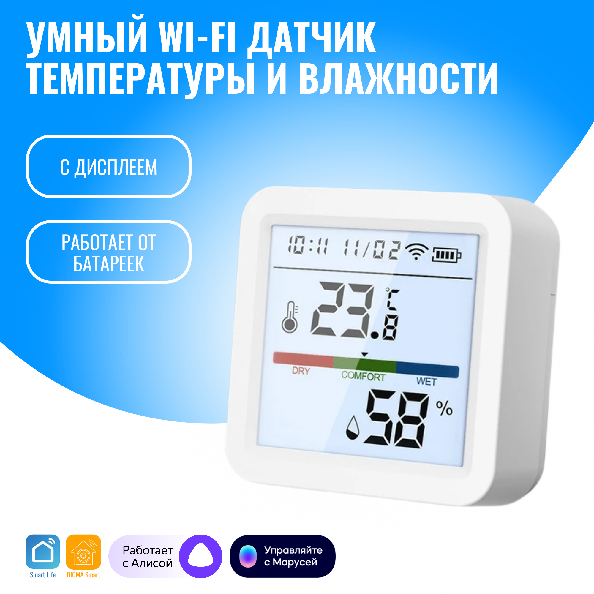 

Умный WiFi датчик температуры и влажности с дисплеем Smart Aura, Модуль управления