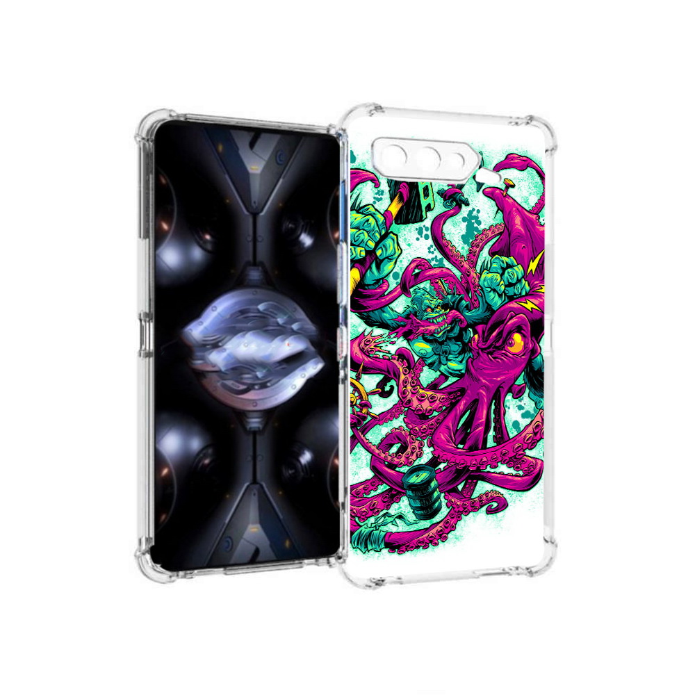 

Чехол MyPads Tocco для Asus ROG Phone 5 Pro фиолетовый кракен, Прозрачный, Tocco