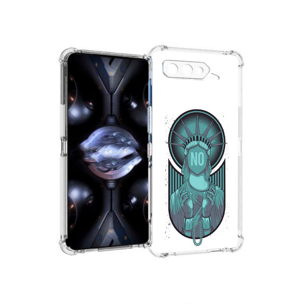 

Чехол MyPads Tocco для Asus ROG Phone 5 Pro статуя свободы зеленый, Прозрачный, Tocco