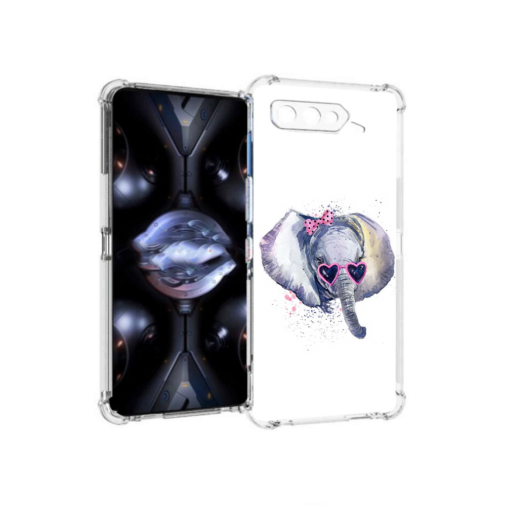 

Чехол MyPads Tocco для Asus ROG Phone 5 Pro слоник в очках, Прозрачный, Tocco