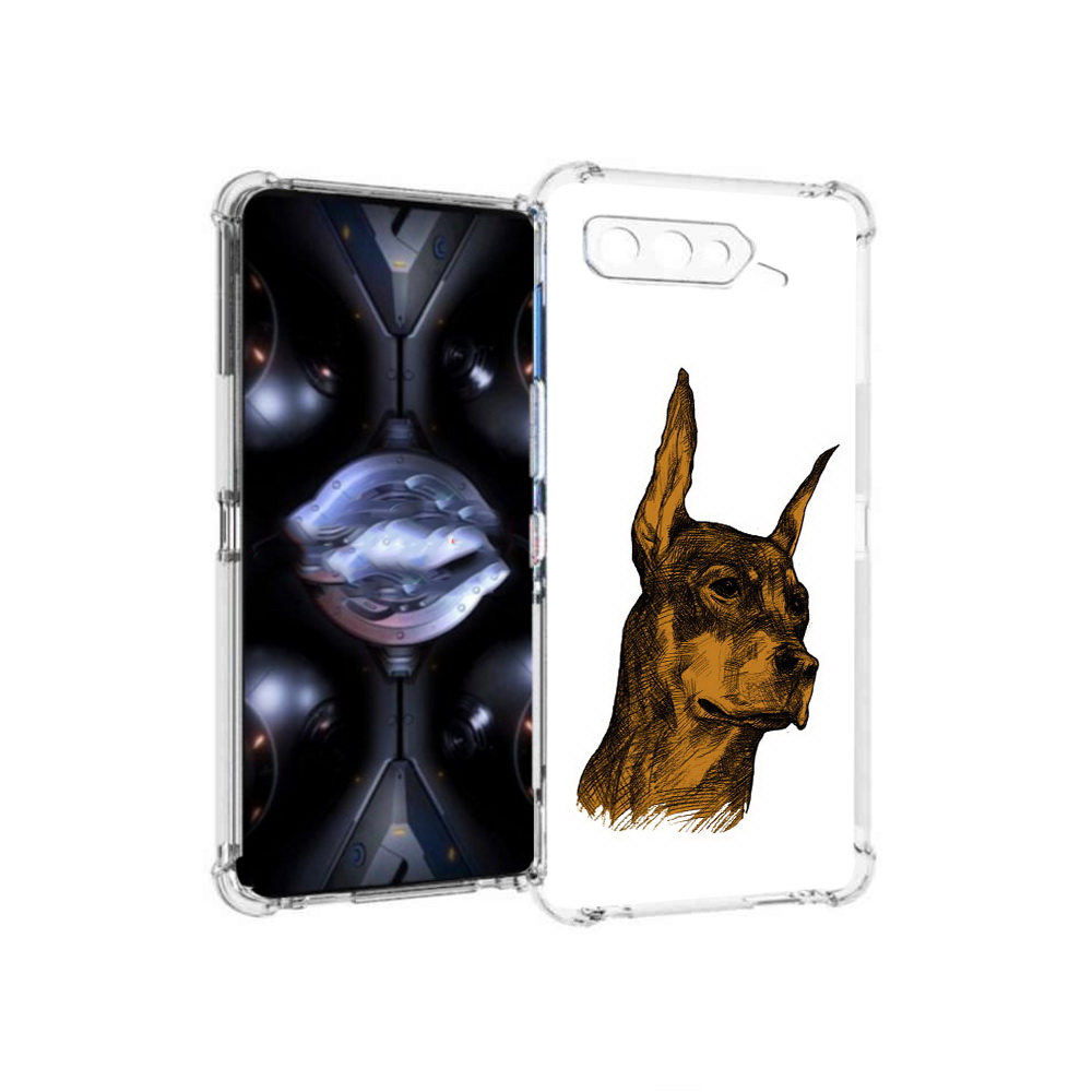 

Чехол MyPads Tocco для Asus ROG Phone 5 Pro скетч доберман, Прозрачный, Tocco