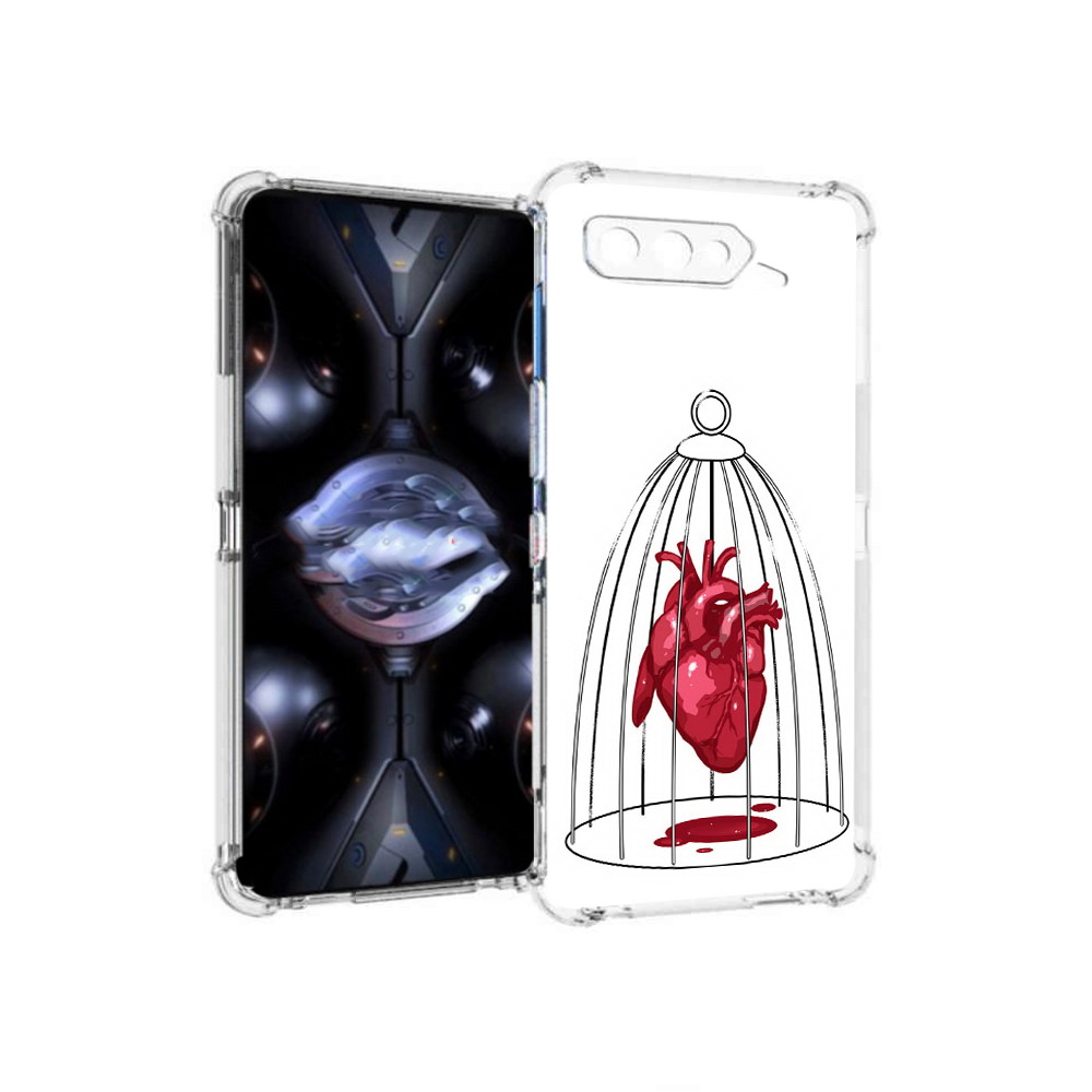

Чехол MyPads Tocco для Asus ROG Phone 5 Pro сердце в клетке, Прозрачный, Tocco