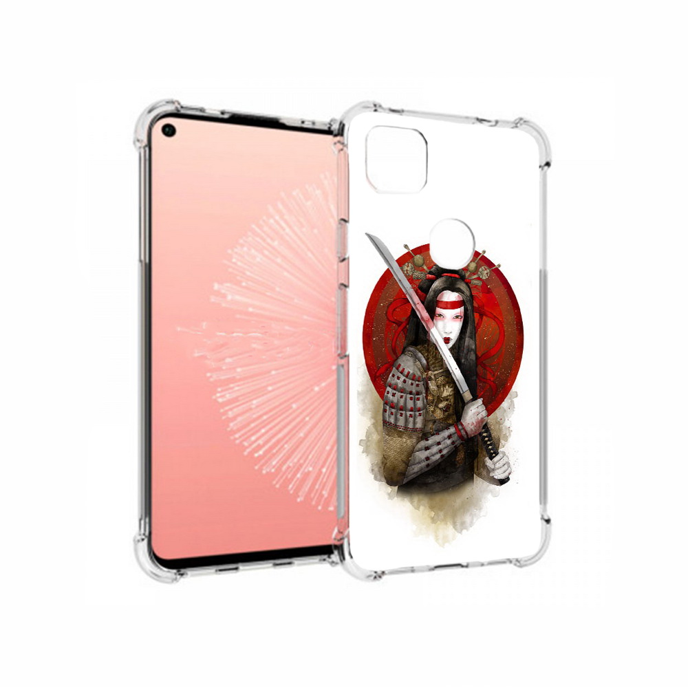 

Чехол MyPads Tocco для Google Pixel 4A рисованная девушка с катаной, Прозрачный, Tocco