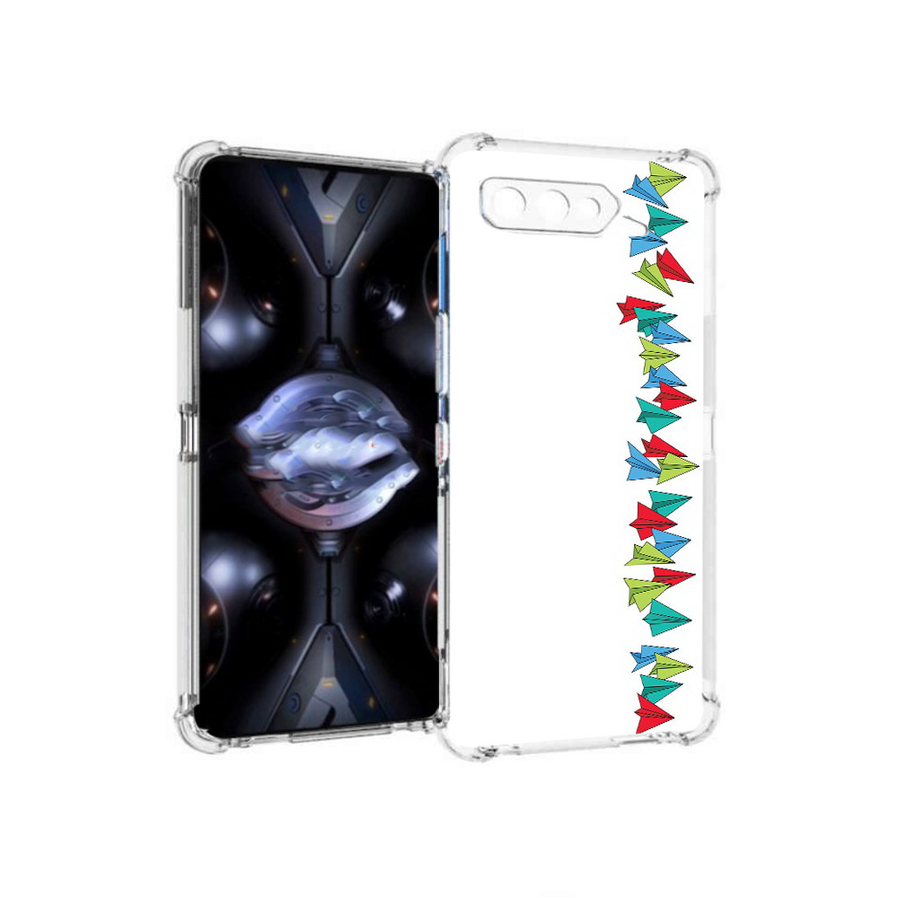 

Чехол MyPads Tocco для Asus ROG Phone 5 Pro самолетики из листочков, Прозрачный, Tocco