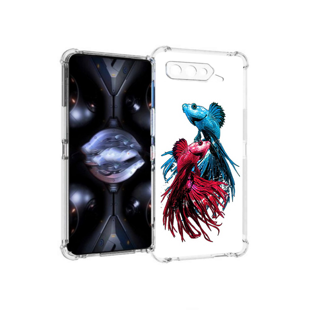 

Чехол MyPads Tocco для Asus ROG Phone 5 Pro рыбы петушки, Прозрачный, Tocco