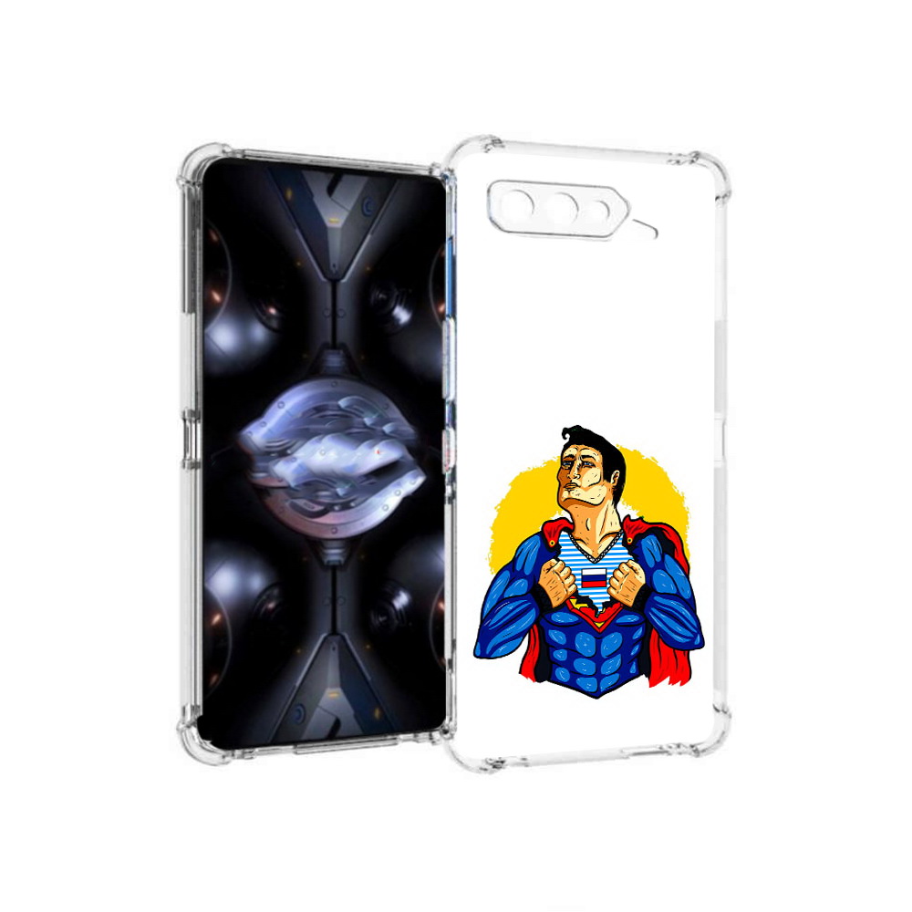 

Чехол MyPads Tocco для Asus ROG Phone 5 Pro русский супермен, Прозрачный, Tocco