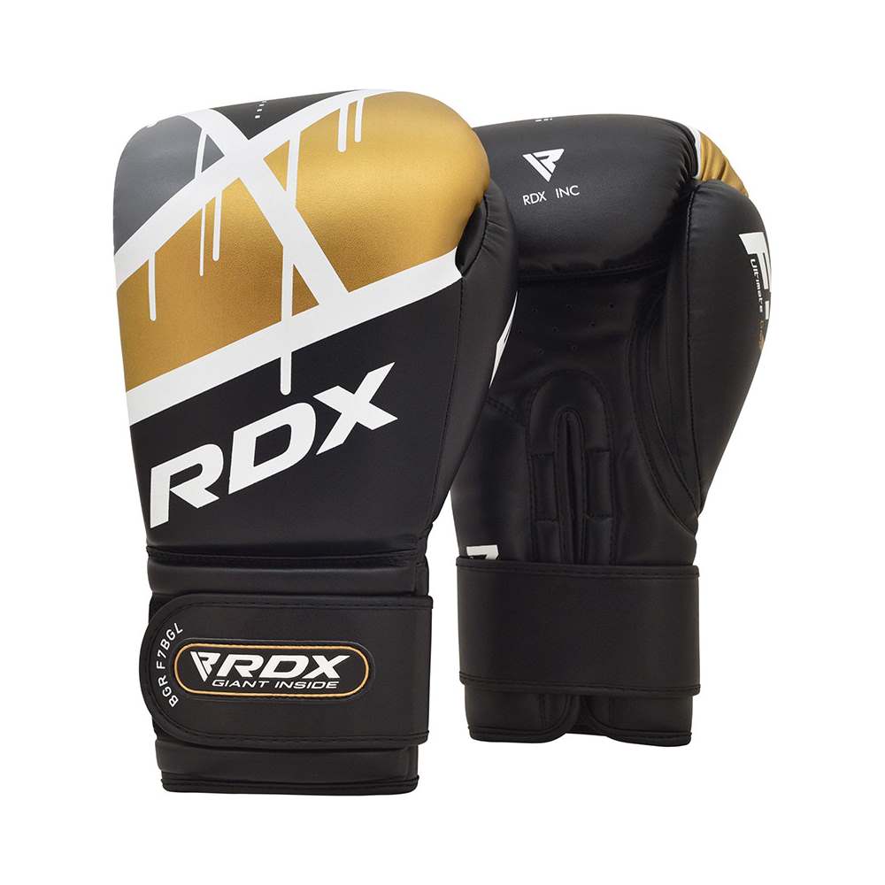 фото Перчатки боксерские rdx boxing glove bgr-f7 black golden черный искусственная кожа 14oz