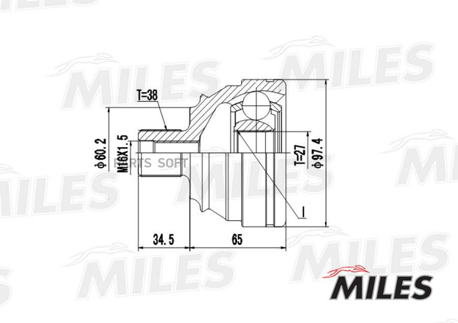 

Шрус Vw T4 1.9d-2.8 90-03 Нар. Miles арт. GA20528