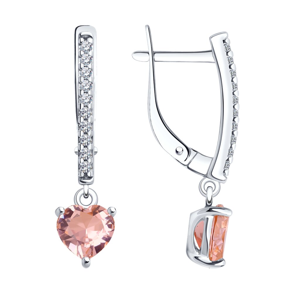 

Серьги из серебра SOKOLOV 92022923, ситалл искусственный\фианит, 92022923
