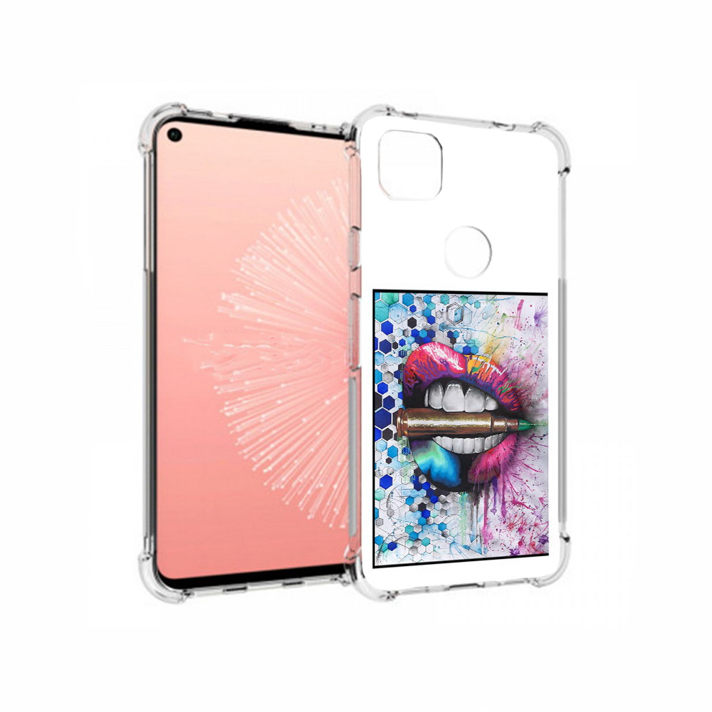 

Чехол MyPads Tocco для Google Pixel 4A разноцветные губы с пулей, Прозрачный, Tocco