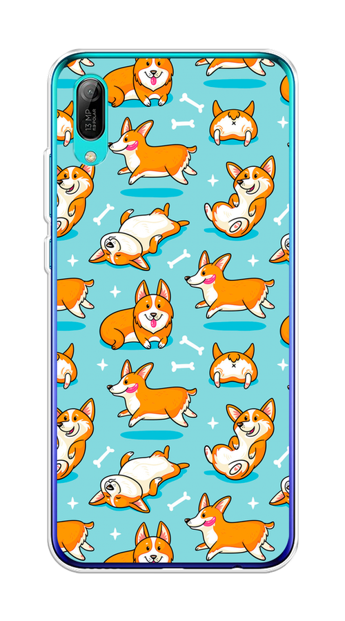 

Чехол Awog на Huawei Y6 Pro (Prime) 2019 "Веселые корги", Коричневый, 68150-2