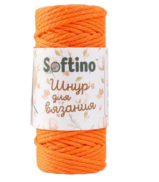 

Шнур для вязания 100% хлопок, ширина 3мм 25м 80гр "Оранжевый" 4,5х4,5х10 см