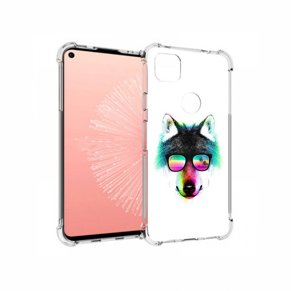 

Чехол MyPads Tocco для Google Pixel 4A радужный волк, Прозрачный, Tocco