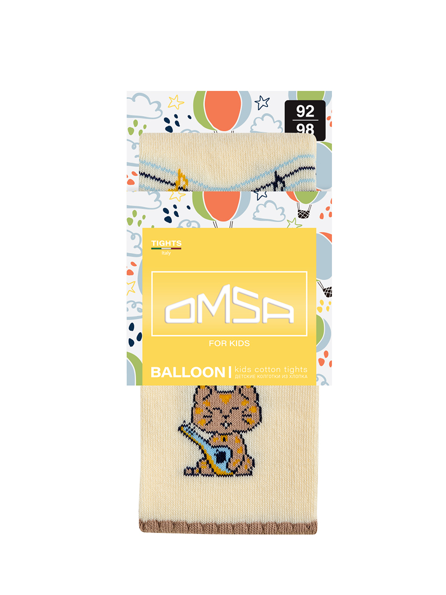 Колготки детские Omsa kids Collant 11P61-1 с имитацией носка и рисунком (котик), бежевый