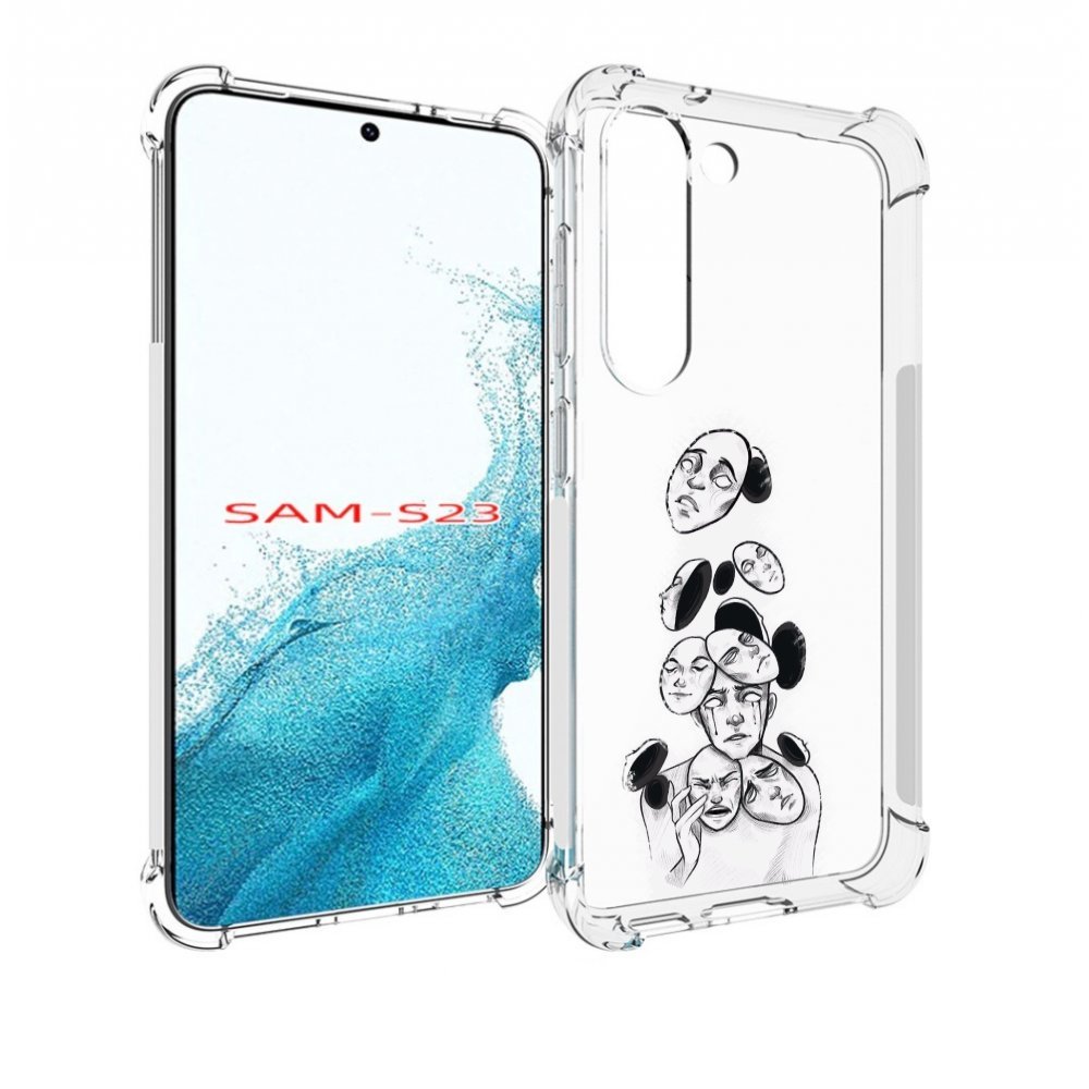 

Чехол MyPads человек с разными масками для Samsung Galaxy S23, Прозрачный, Tocco