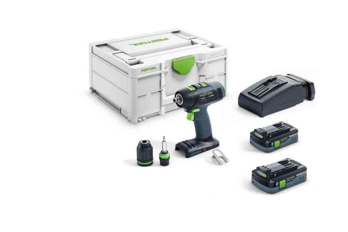 Аккумуляторная дрель-шуруповерт Festool T 18+3 HPC4.0 I-Plus 576446 аккумуляторная дрель шуруповёрт festool quadrive tdc 18 4 i basic 575601