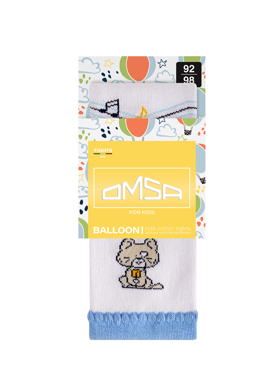 Колготки детские Omsa kids Collant 11P61-1 с имитацией носка и рисунком (котик), белый.