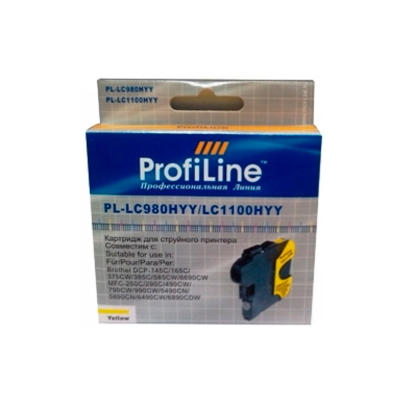 

Картридж для струйного принтера Profiline (PL-LC980HYY/LC1100HYY) желтый, совместимый