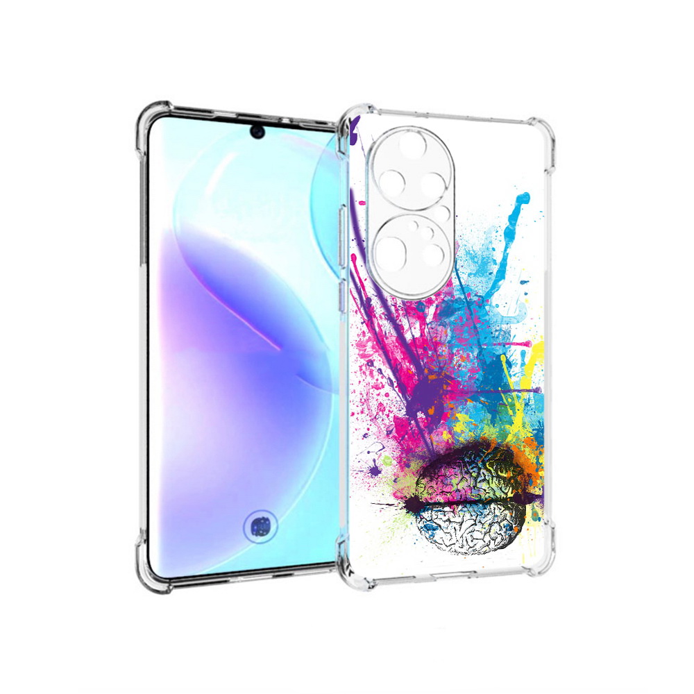 

Чехол MyPads Tocco для Huawei P50 Pro яркий красочный мозг, Прозрачный, Tocco