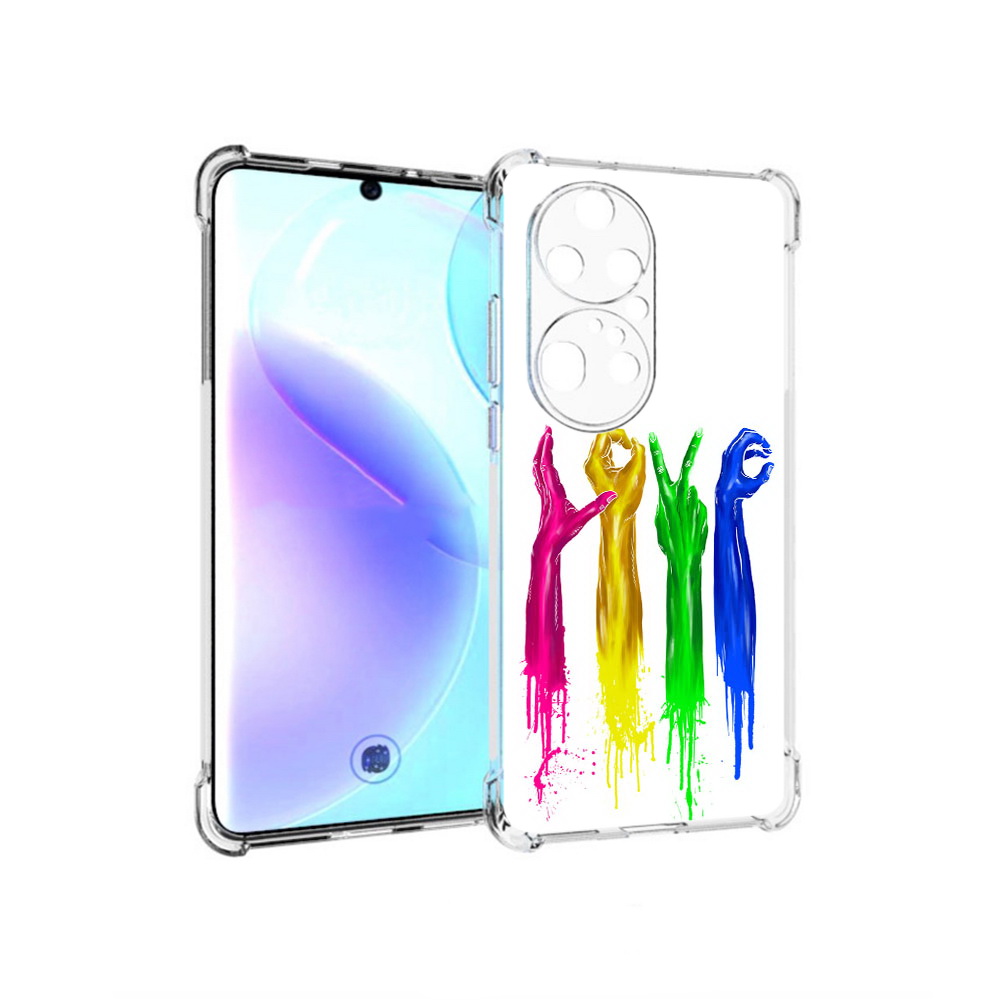 

Чехол MyPads Tocco для Huawei P50 Pro яркие руки love, Прозрачный, Tocco