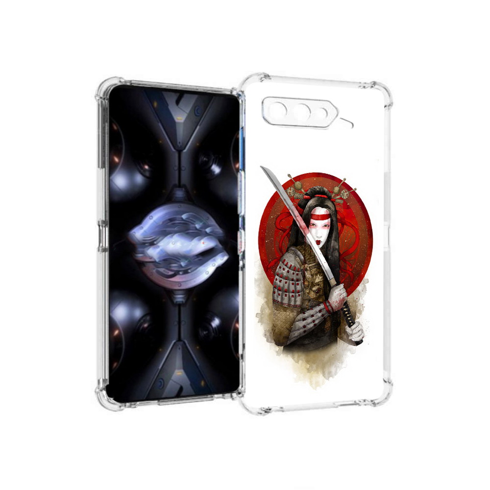 

Чехол MyPads Tocco для Asus ROG Phone 5 Pro рисованная девушка с катаной, Прозрачный, Tocco
