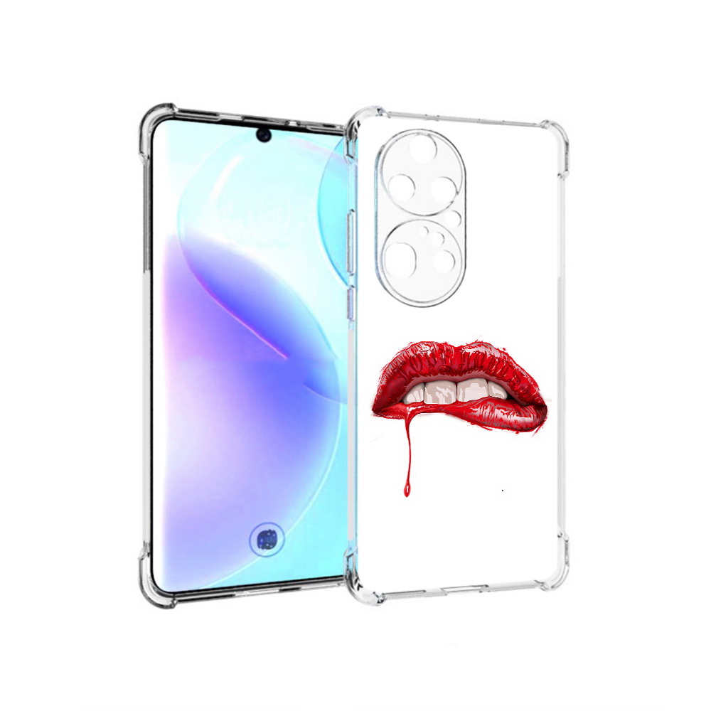 

Чехол MyPads Tocco для Huawei P50 Pro яркие красные губы, Прозрачный, Tocco
