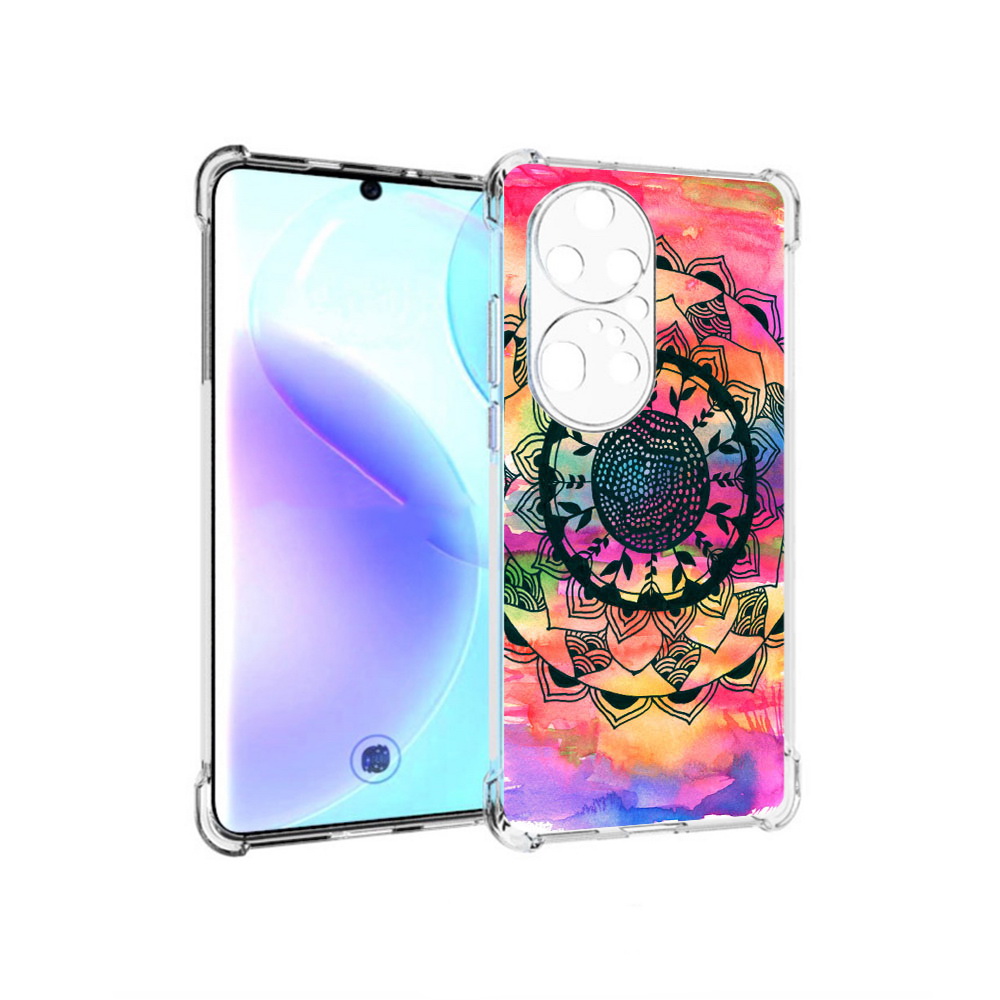 

Чехол MyPads Tocco для Huawei P50 Pro яркая абстракция круглый цветок, Прозрачный, Tocco