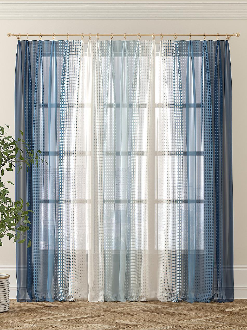 

Тюль AT HOME Битрин (синий) высота 280 см, ширина 450 см, крепление - шторная лента, Белый, 973124