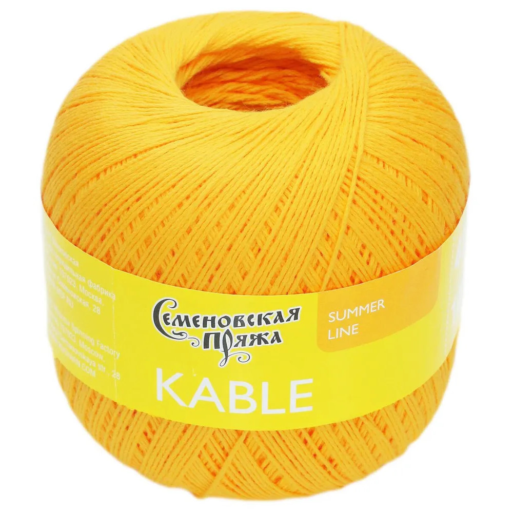 

Семеновская пряжа Пряжа Kable (Кабле) 100% хлопок 430м/100гр дыня_x1 (31663), Желтый