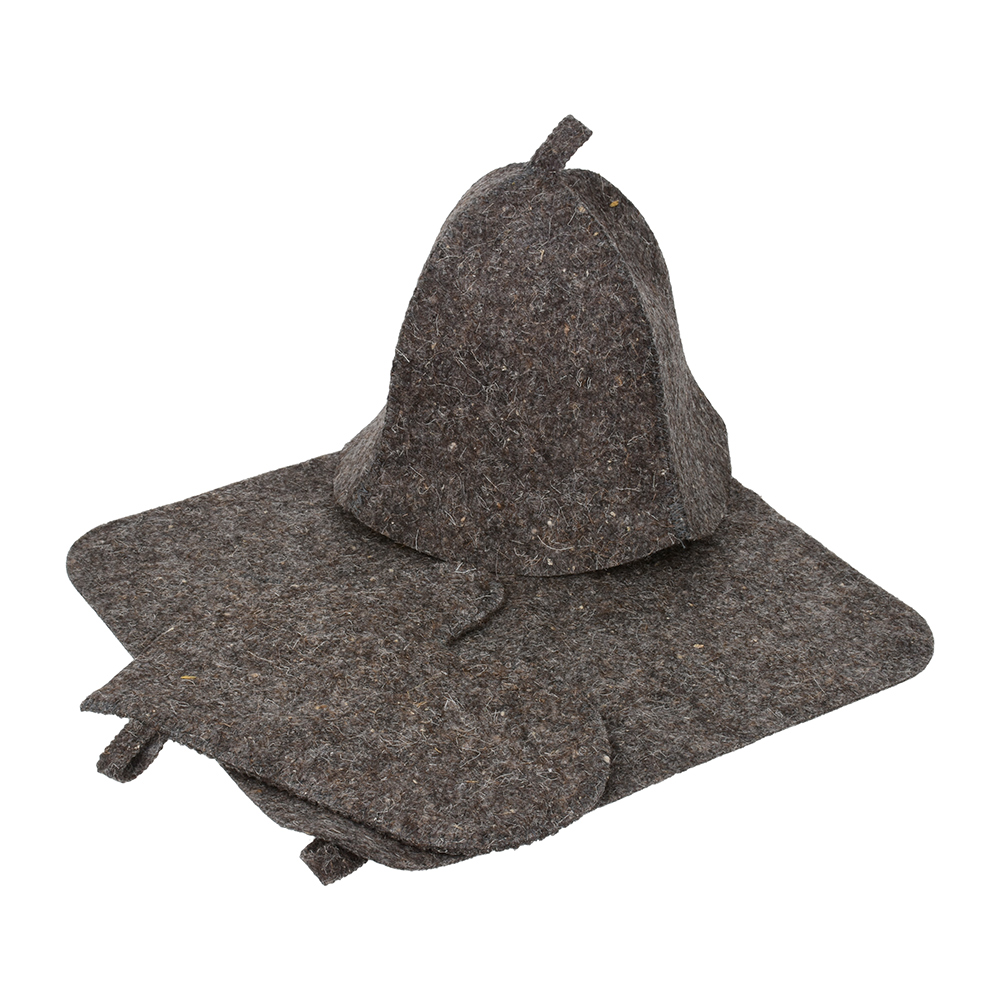 фото Набор шапка, коврик, рукавица для бани hot pot 41345