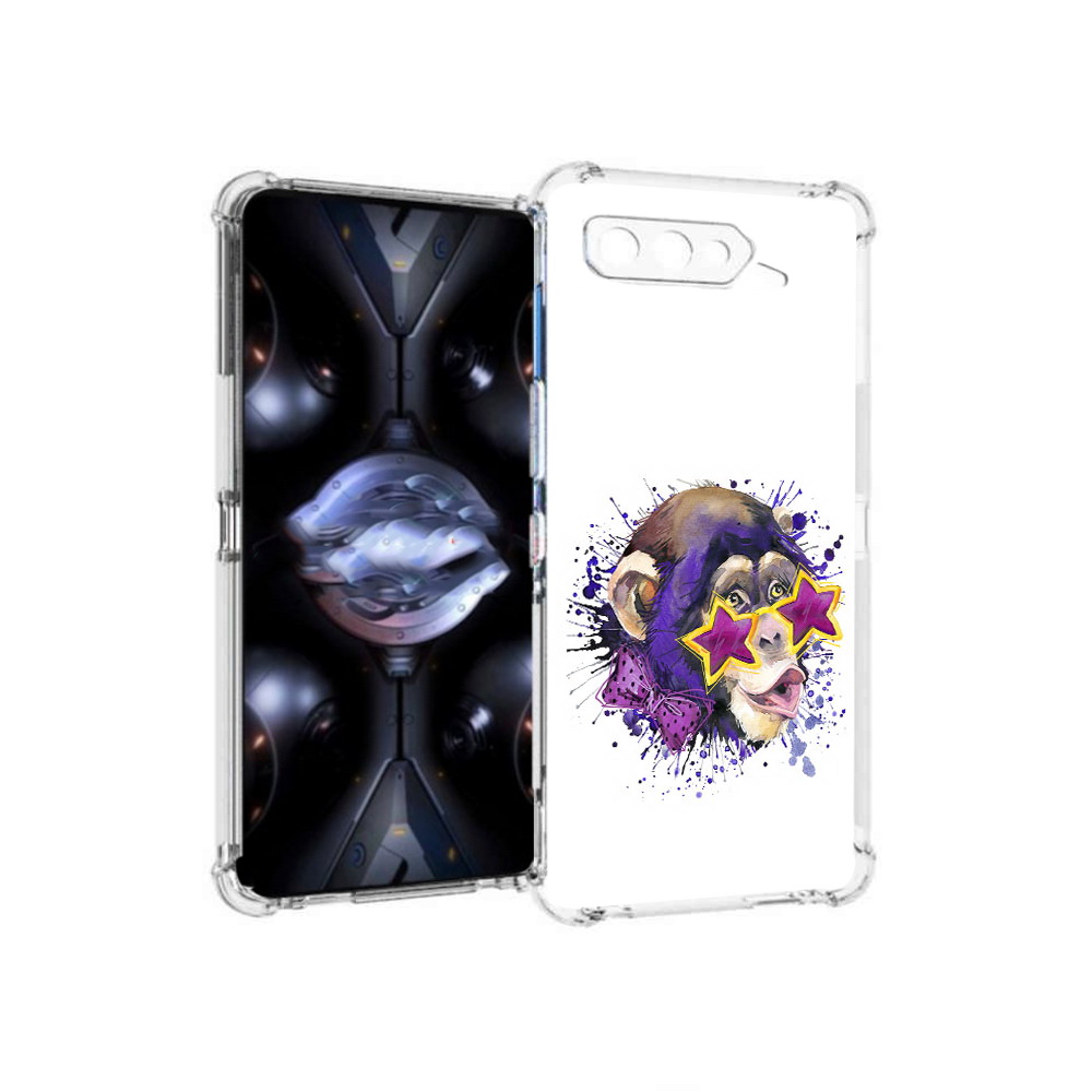 

Чехол MyPads Tocco для Asus ROG Phone 5 Pro обезьяна в очках, Прозрачный, Tocco