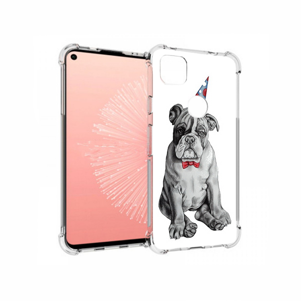 

Чехол MyPads Tocco для Google Pixel 4A праздничный щенок, Прозрачный, Tocco