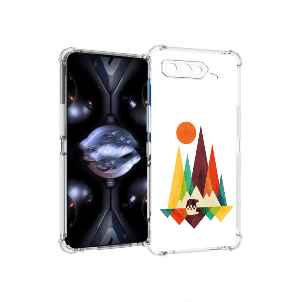 

Чехол MyPads Tocco для Asus ROG Phone 5 Pro нарисованные горы с медведем, Прозрачный, Tocco